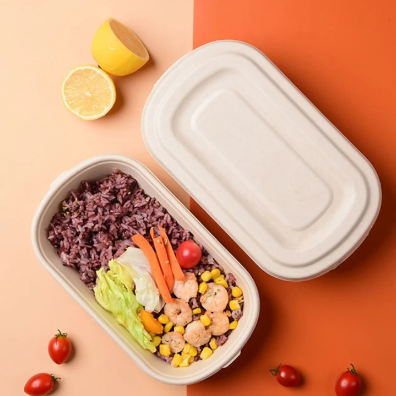 

Light Food Box, Disposable, Degradable Paper Pulp, Fitness Packing Lunch Box, Divided Lunch Box, Salad, Thick Bento Box, 50Pcs