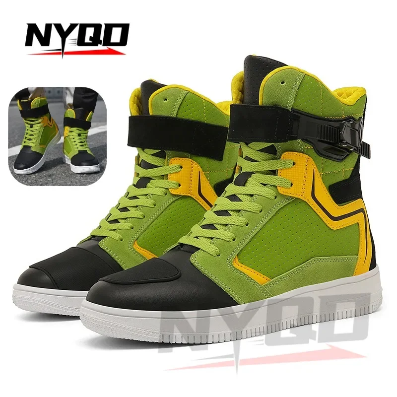 

Motorcycle Boots Men Biker Shoes Moto Sneaker Microfiber Leather Adventure Motocross Shoes Anti-slip Motorcycle Supplies