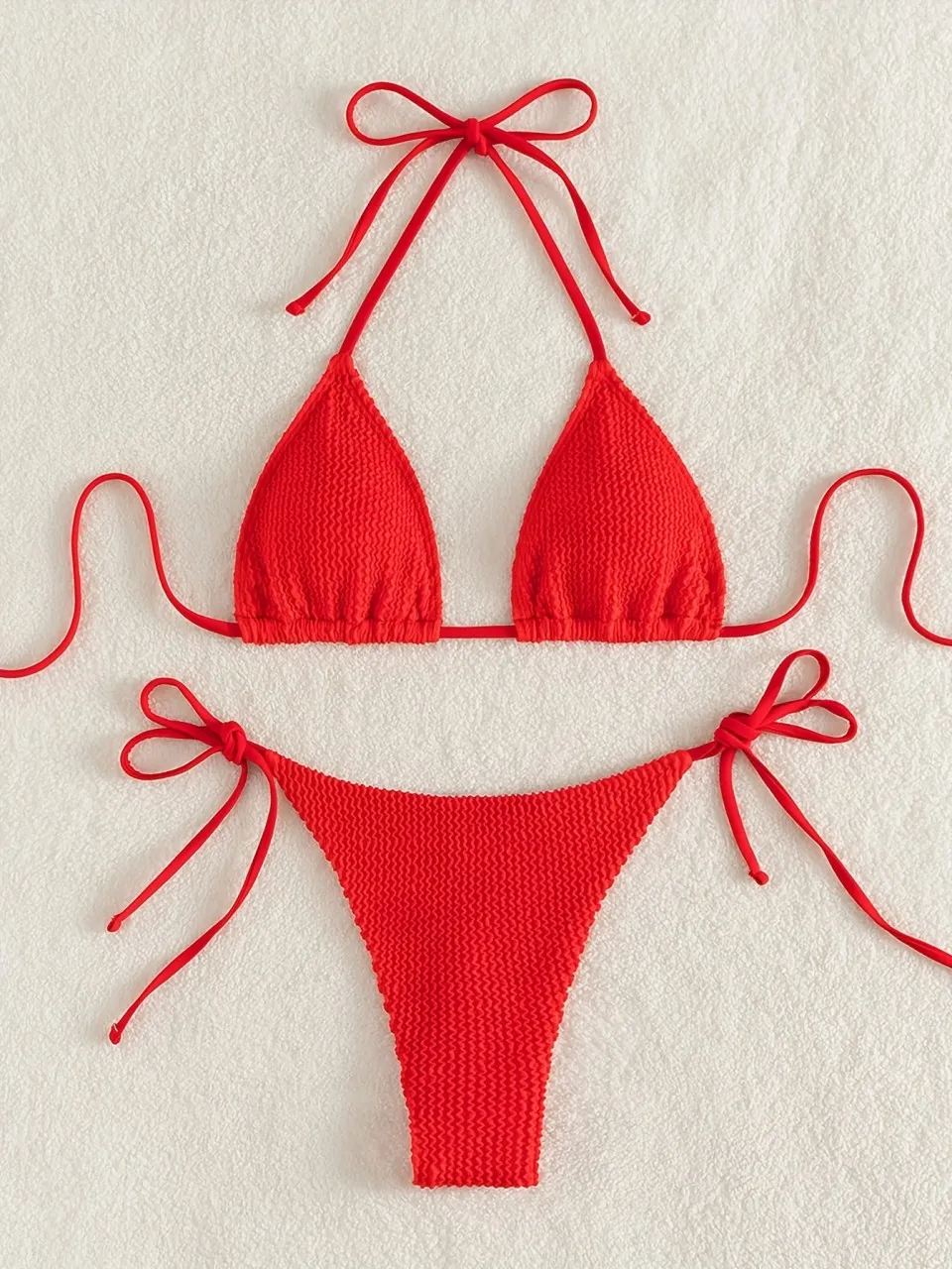 

Triangle Halter Bikinis 2026 Gemstone Ring Linked Swimsuit Women Sexy Swimwear Female Bathers Bathing Swimming Suit Beachwear