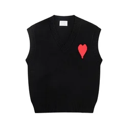 vest Autumn Winter A Letter Love Embroidery Women's Sweater Round Neck Knitwear Women's Pullover Korean Fashion Women's Clothing