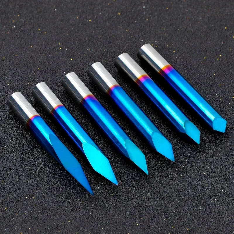 XCAN 3 Edge Pyramid Bit CNC Engraving Bit 20-90 Degree Carbide End Mill 3.175mm Shank Nano Blue Coated Milling Cutter 10pcs