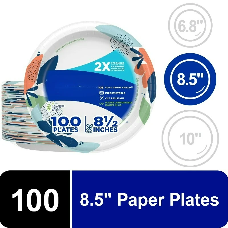 Disposable Paper Plates, 8.5