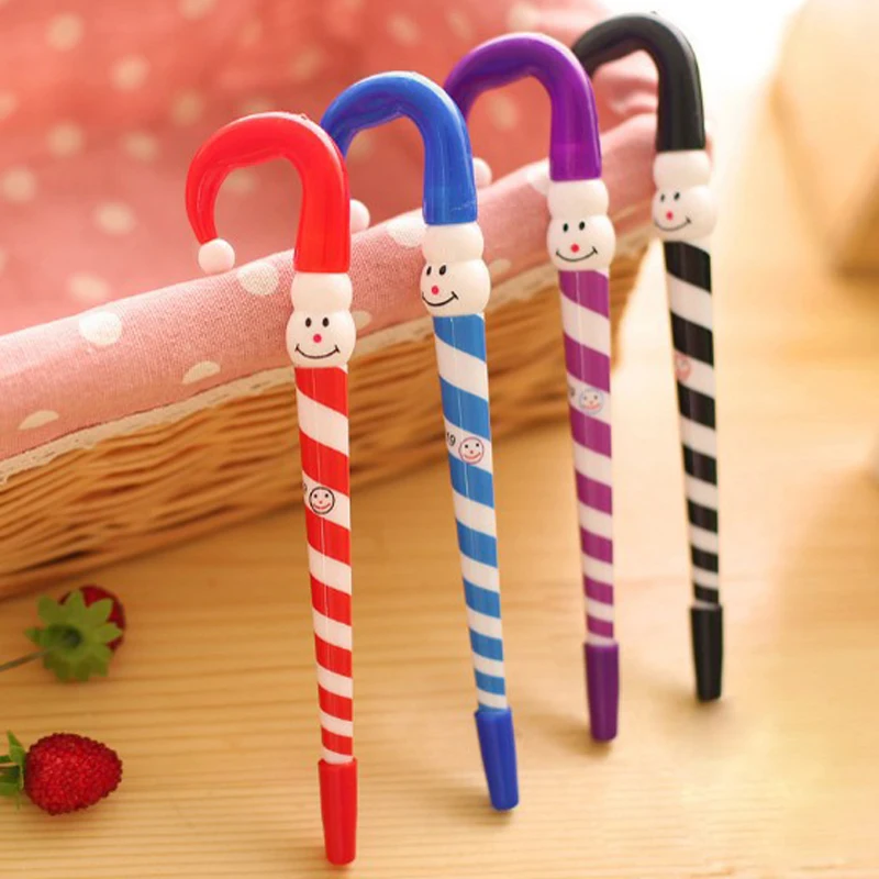 13pcs Office Supplies Creative Christmas Snowman Umbrella Shape Ballpoint Pen Student Writing Novelty Pen School Stationery