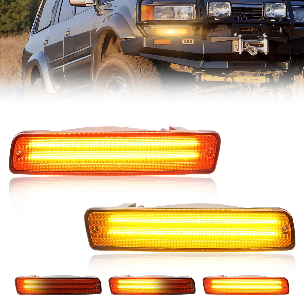 2X Front Bumper Parking Light Turn Signal Light DRL Light W/ LED For 1991-1997 Toyota Land Cruiser FJ80 1995-1997 Lexus LX450
