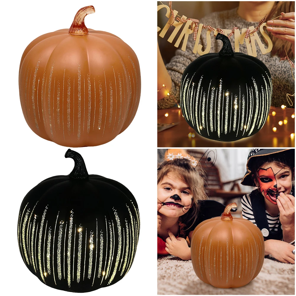 وميض ضوء القرع مع الموقت الموقت مضاءة تألق النجوم ليلة الزجاج اليقطين للمنزل غرفة نوم الحمام المدخل