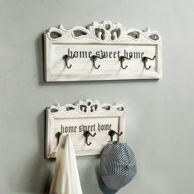 Entrance Hall Coat Racks Wood Hanging Hooks Behind Creative Clothes Scarf Keys Wall Mounted Storage Rack Furniture Decoration