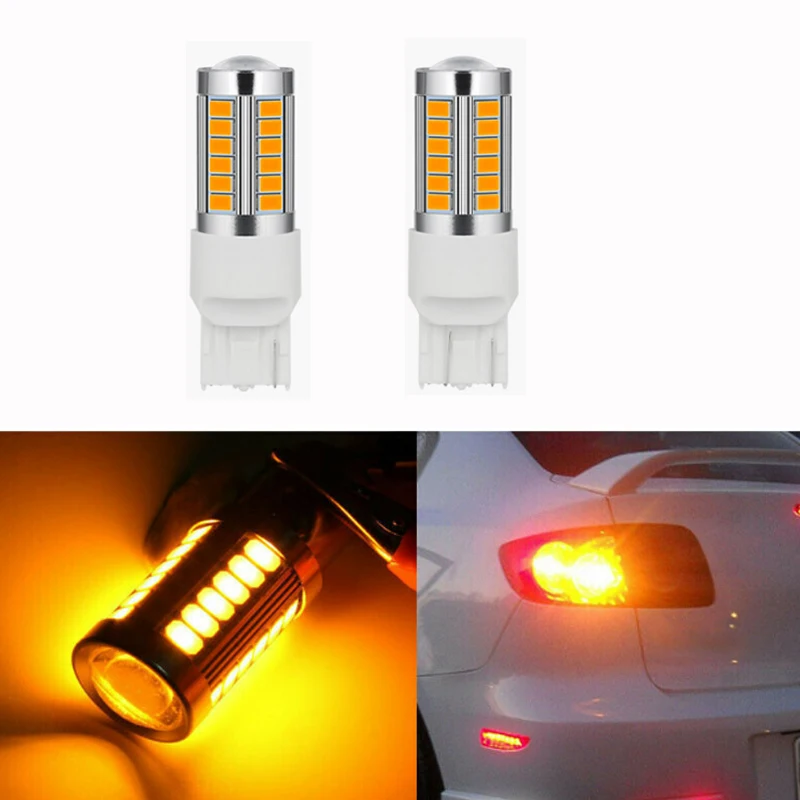 車のリアライト,方向指示器,2個のランプ,7440 LED電球,5670 33smd,t20 7443 w21w w21/5w,12v