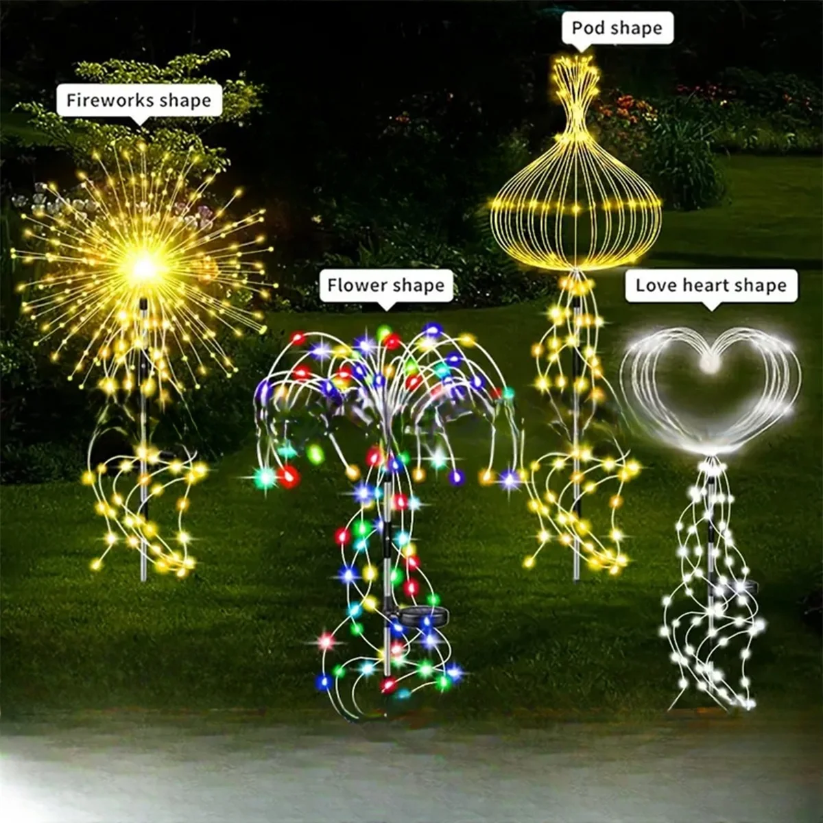 Fuochi d'artificio solari a LED luci montate a terra cortile decorazione del giardino atmosfera paesaggistica luci da giardino per esterni impermeabili