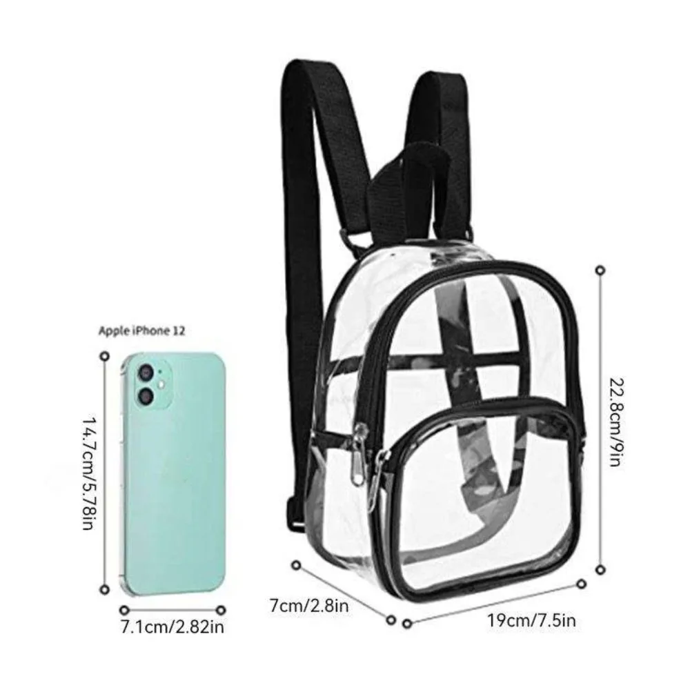 Mini mochila transparente de pvc, bolsa de armazenamento à prova d'água, bolsa de armazenamento transparente para viagem, bolsa portátil para estudantes, organizador de papelaria