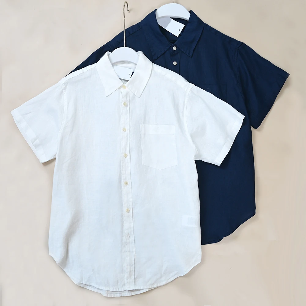 

New Women's Breathable Loose Short Sleeve Embroidered Cotton Linen Shirt Casual Style Large Size Pocket Design Summer Top