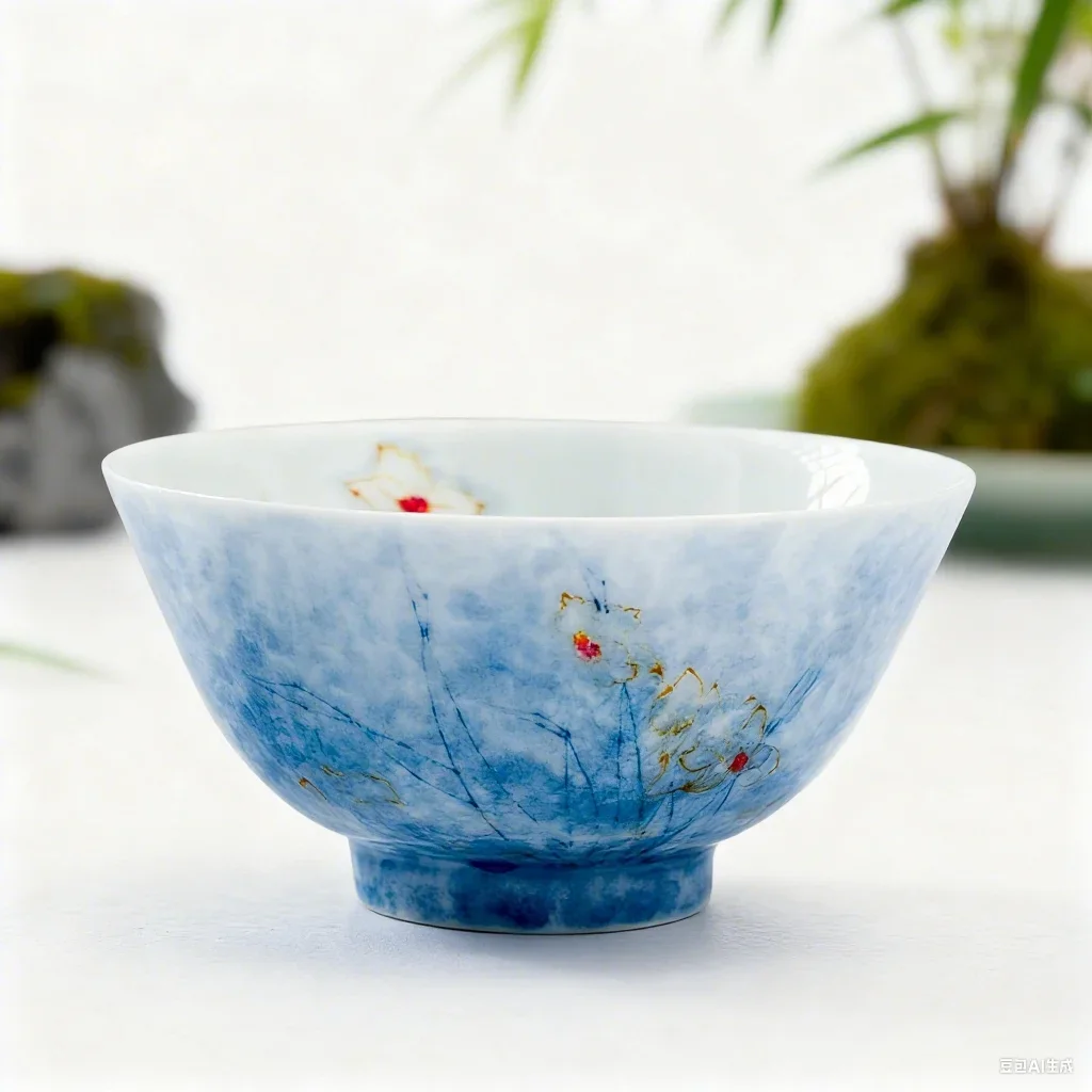 

TeaCup Ceramic KungFu Tea Set Antique Blue Porcelain Hand-painted Tea Bowl Cup Chinese Teaware Mug Office Drinkware Gift 80ml