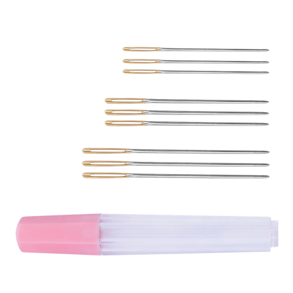 

9pcs Large Stainless Steel Yarn Sewing Cross Knitting Needles Cross Stitch Needles Stitch Needle 5.3Cm 6Cm 7Cm