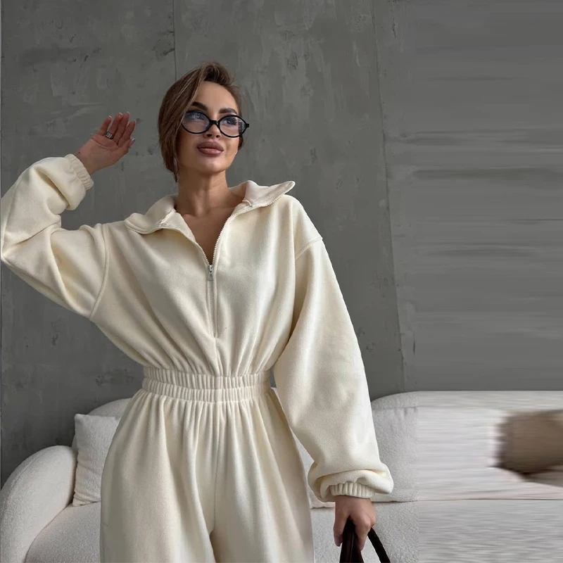 Damski kombinezon sportowy w stylu casual, proste nogawki, wysoki stan, wyszczuplający, uniwersalny, elastyczny, jednolity kolor, styl cool girl, odzież outdoorowa, streetwear.