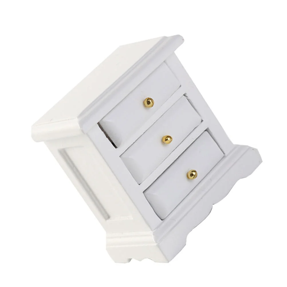Desk Table Dollhouse Chest of Drawers Micro Cabinet Model Mini Furniture Toy White