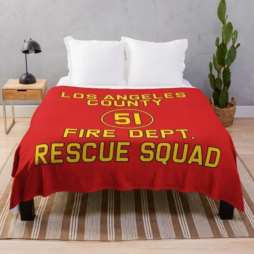 

Emergency Squad 51 Side of Truck Reproduction Logo Throw Blanket Hairy Blankets For Sofas Luxury Throw Travel Blankets