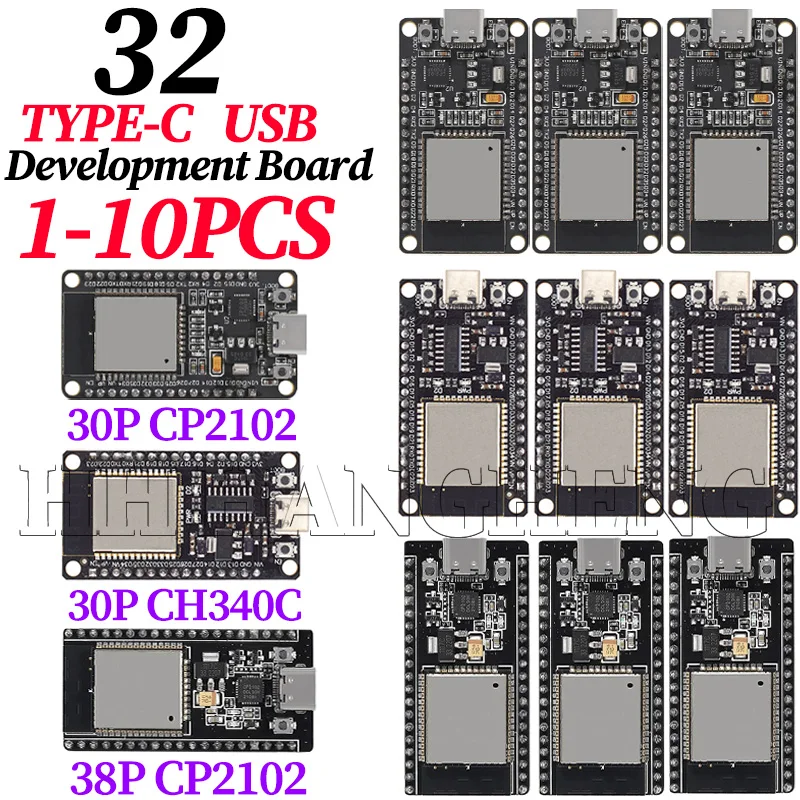 Carte de développement TYPE-C CP2102/CH340C, WiFi + Bluetooth, consommation d'énergie Ultra-faible, Dual Core, 30PIN/38PIN pour ESP32, 10-1 pièces