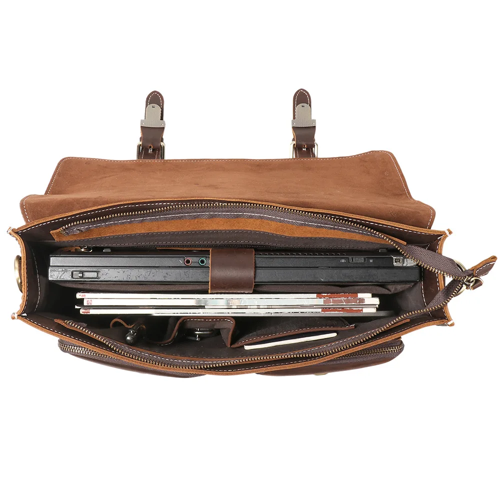 حقيبة جلدية قابلة للسحب للرجال - حقيبة ساعي قابلة للتحويل للسفر التجاري والتنقل اليومي #6