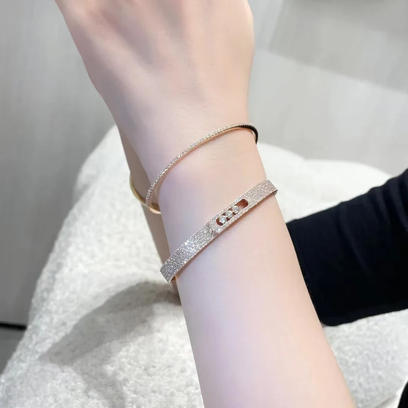 

Luxury French Jewelry MOVE Bracelet 925 Silver Classic Slide Bracelet Exquisite Women Fashion Simple Party Valentine's Day Gift