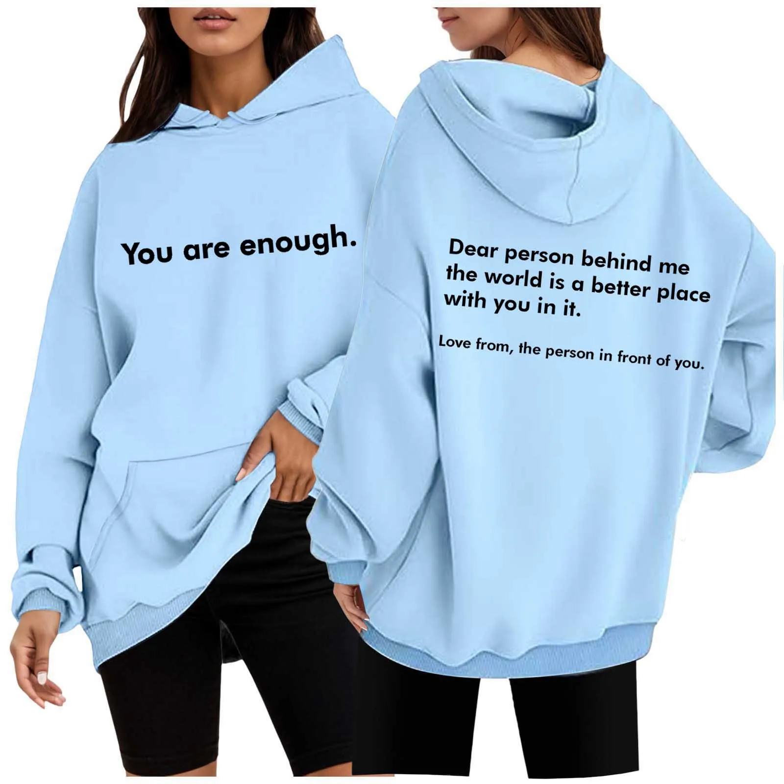 Autumn Y2k Hoodies Young Women Printed Letter Dear Person Behind Me Casual Hoodie Aesthetic Hoody Sweatshirt Tops Female