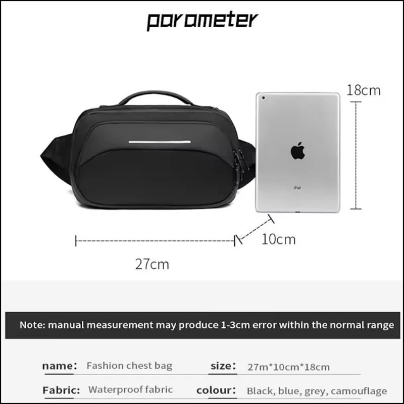 OZUKO marsupio per uomo borsa a tracolla esercizio escursionismo all'aperto viaggi corsa sci elegante borsa a tracolla impermeabile