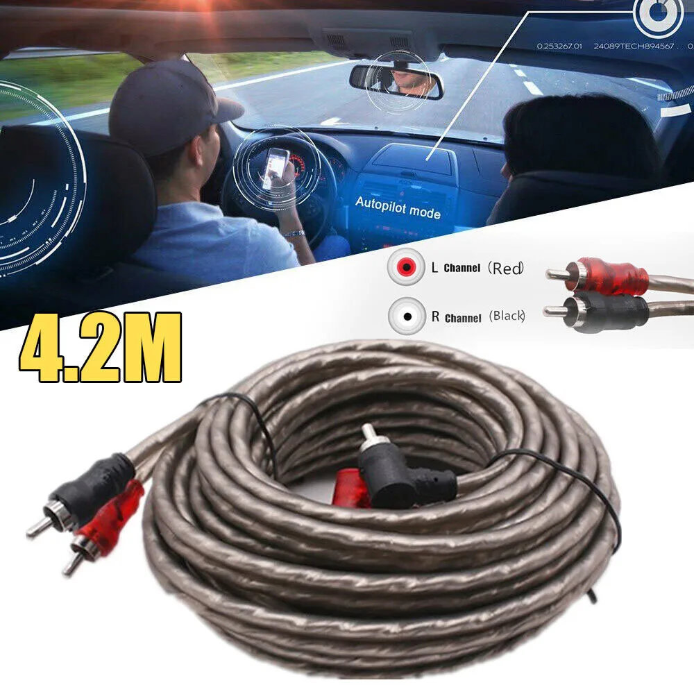 Car Audio Signal Cable Audio Subwoofer AMP RCA Power Cable Line AGU  4.2M Car Audio System Accessories