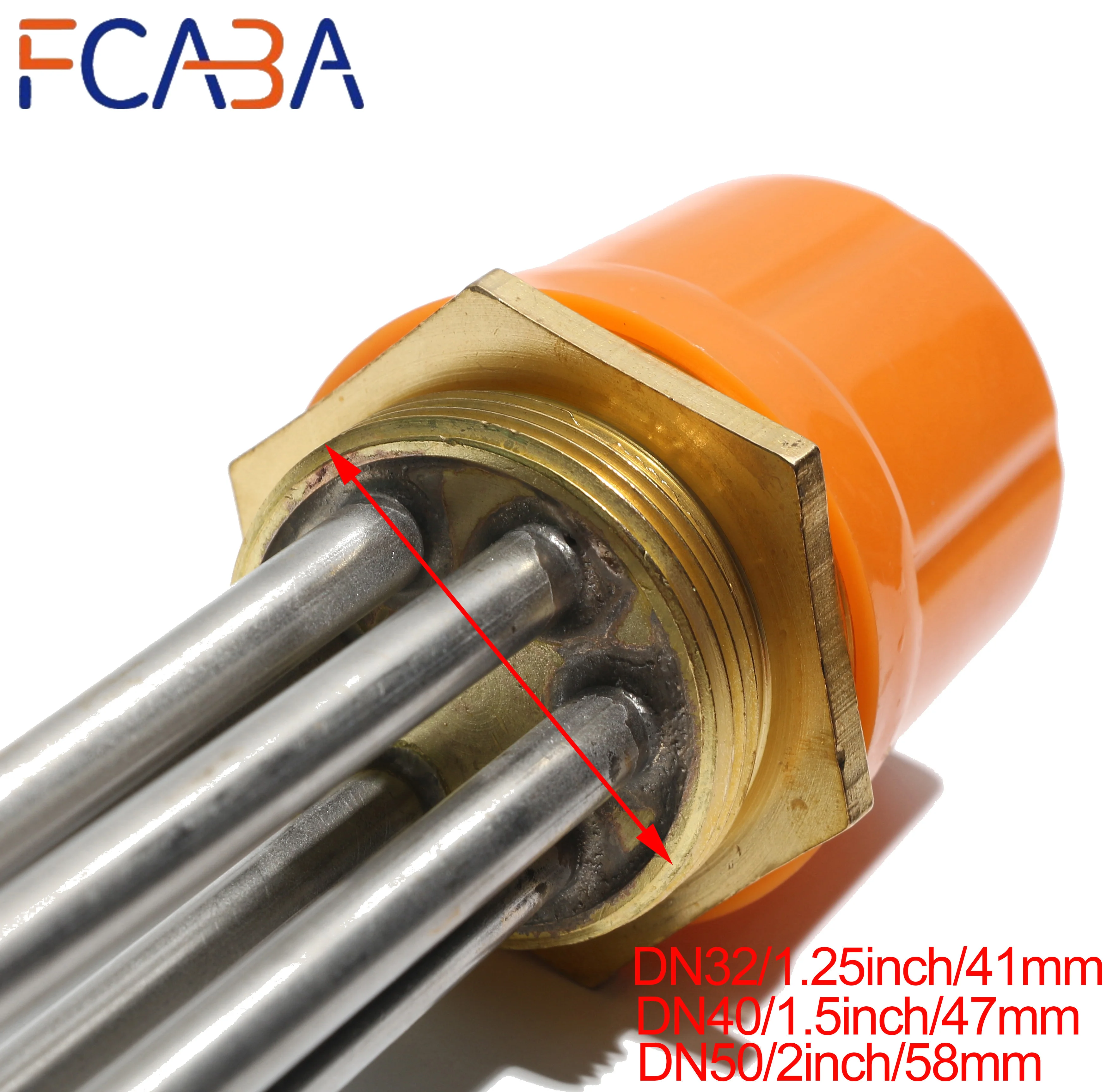 FCABA 220/380V Copper Thread Flange Immersion Tubular Heater 3000W/4500W/6000W/9000W/12000W DN32 DN40 DN50 For Water Boiler/Tank