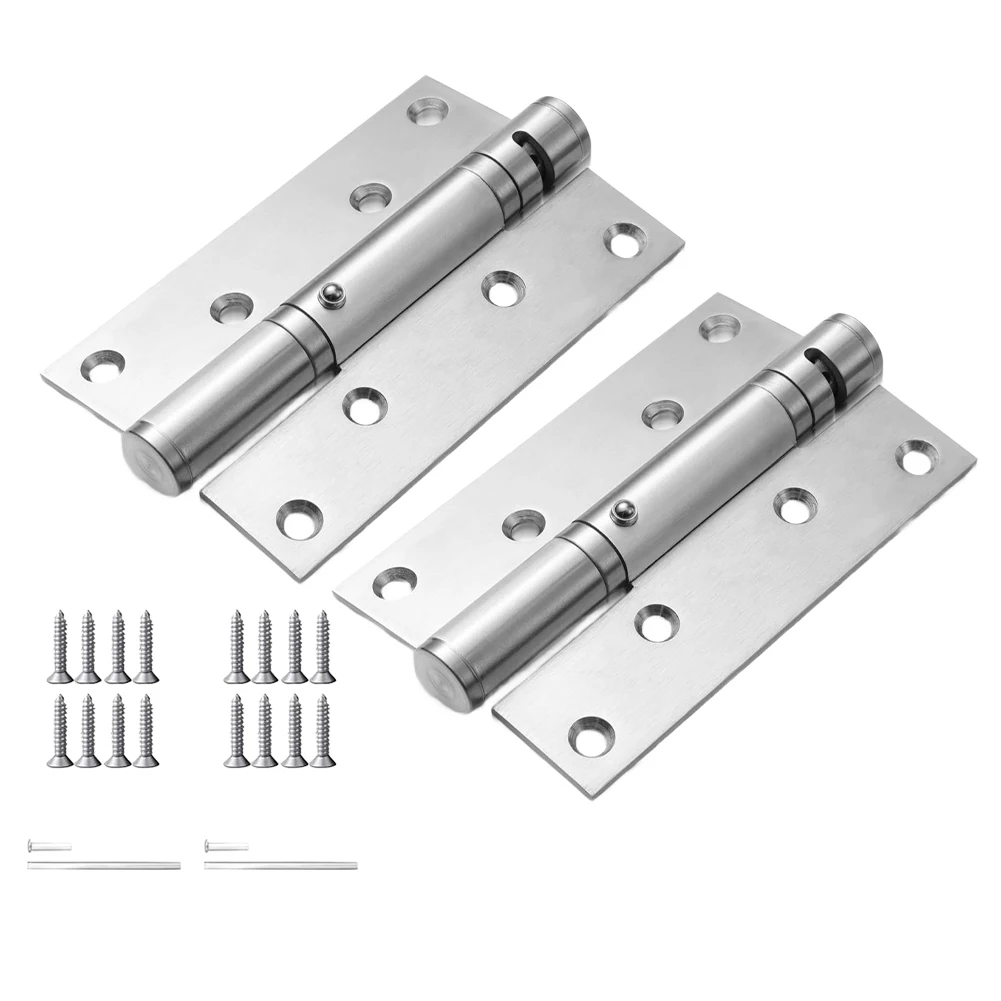 Brushed Stainless Steel Door Hinges 2 PCS for Room and Wooden Doors with Removable Pins and Installation Hardware
