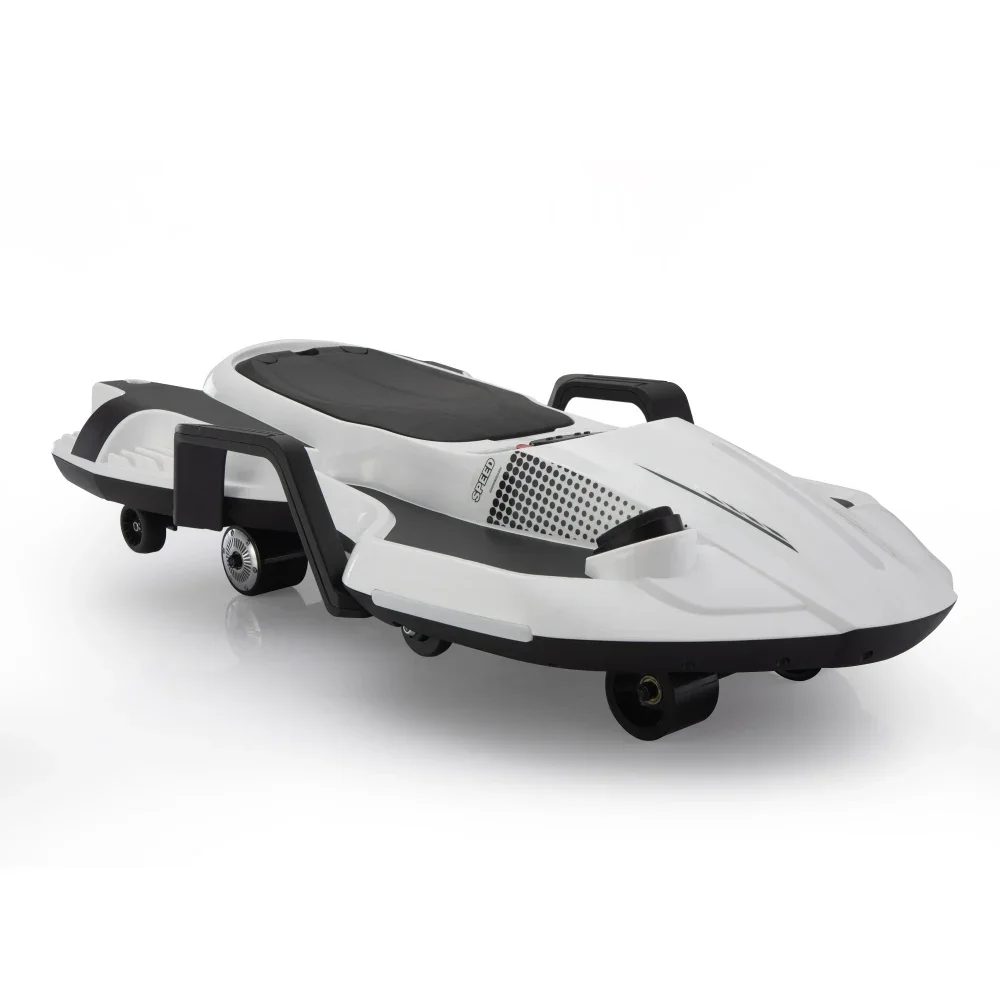 Auto da corsa elettrica per bambini da 120 W, velocità massima di 37 MPH, giocattolo con capacità di 110 libbre, luci musicali per bambini dai 6 anni in su all'aperto