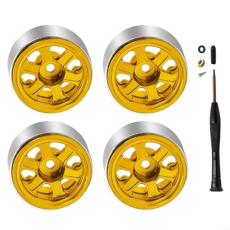 Packung mit 4 hochwertigen 1/30 SCX30 0,7 Zoll Aluminium-Metall-Ersatzrädern für Off-Road-Modelle A2UB – Detail 9