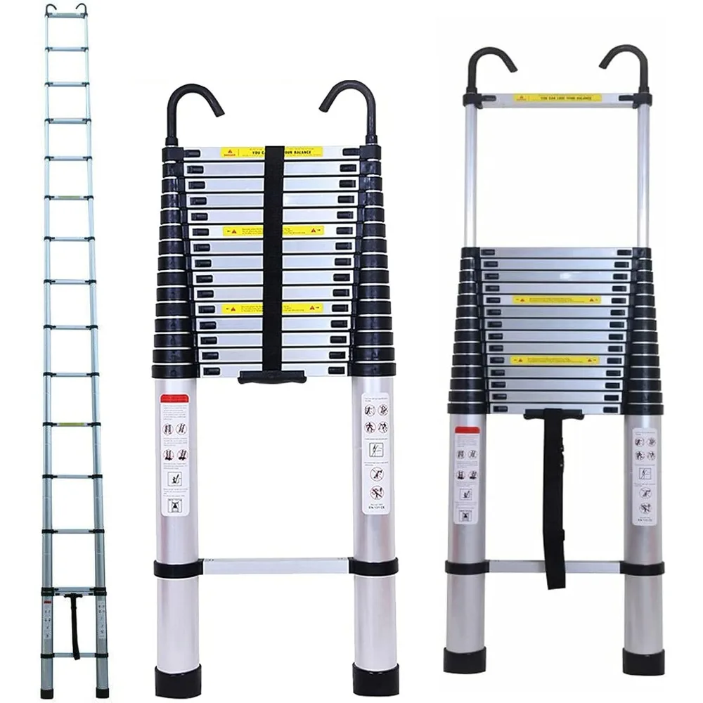 

Telescoping Multi Ladder 20.34 FT Aluminum 6.2m Telescopic Ladder Extension Ladder with Detachable Hook Button Retraction