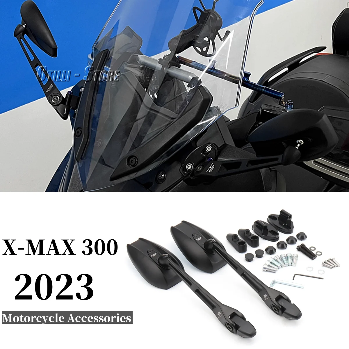 

Новинка для YAMAHA XMAX 300 XMAX300 X-MAX 300 2023, аксессуары для мотоциклов, боковые зеркала, комплект передних кронштейнов, зеркало заднего вида
