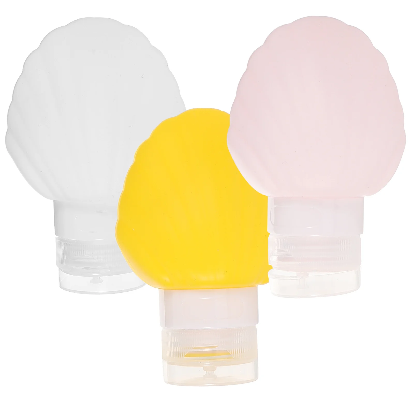 

3 pcs Silicone Squeeze Bottles Empty Refillable Lotion Shampoo Travel Size Leak Proof Shell Shaped Dispenser Portable For Travel