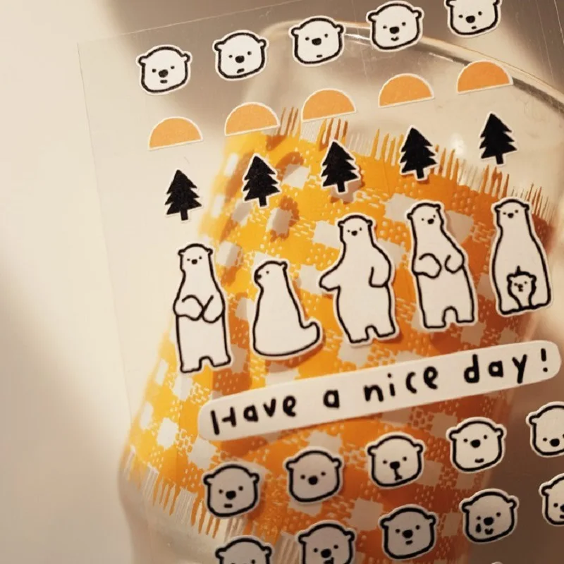 Korean Import Suatelier Mini Polar Bear Forest Paper Stickers Scrapbooking Diy Journal Cute Deco Kawaii Stationery Sticker 107