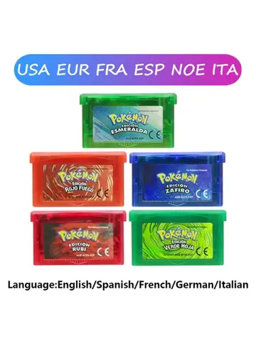 GBA Game Pokemon Series 32 Bit Video Game Cartridge Console Card Pokemon Emerald FireRed LeafGreen Ruby Sapphire Multi-language