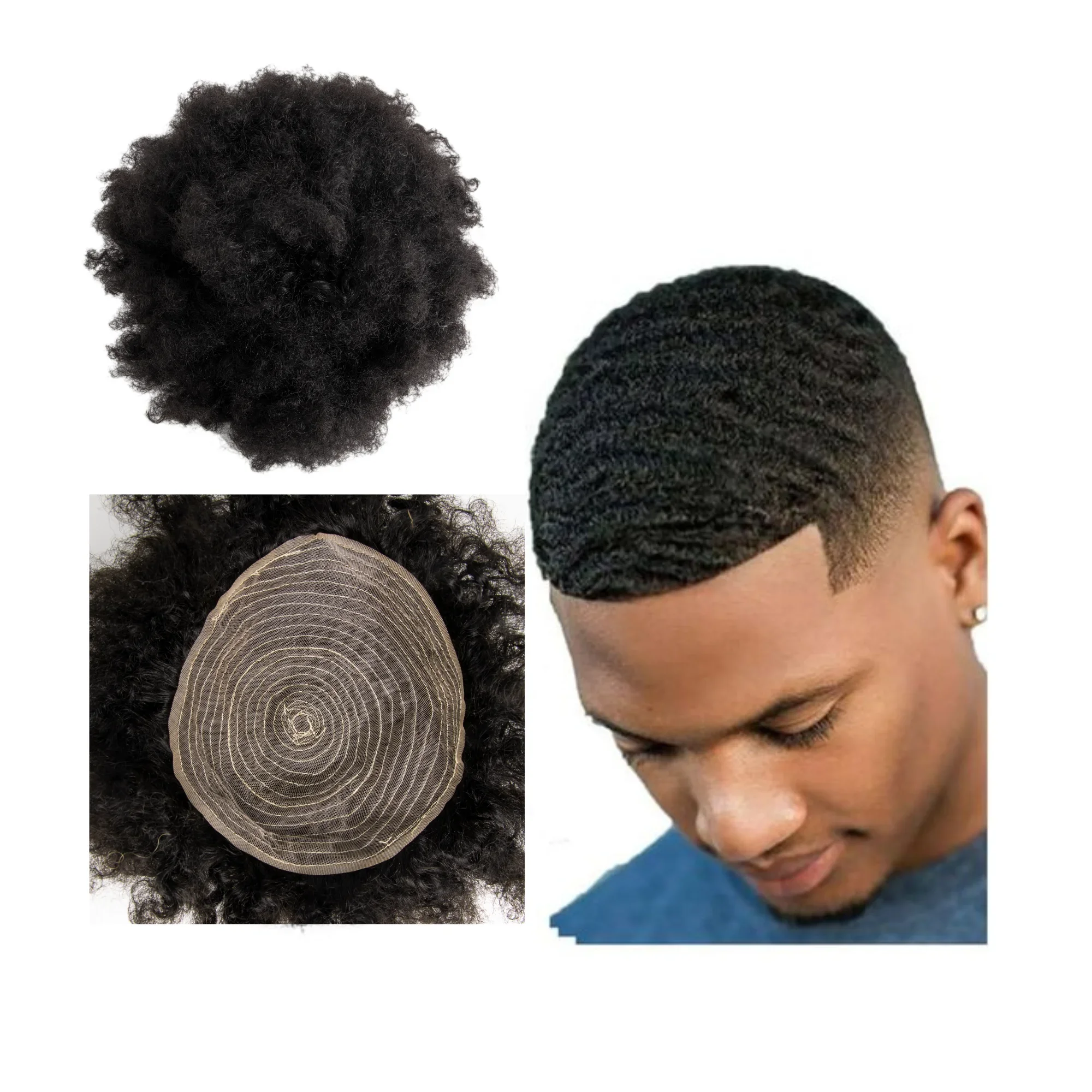 

8x10 Curl Afro Curly Toupee for Men 100% Afro Human Hair Base Unit Breathable Full Machine Made Natural Hairline Hair