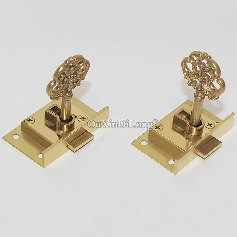 10PCS Pure Brass European Antique Drawer Cabinet Locks Cupboard Locker File Cabinet Locks Wood Case Box Dresser Lock+Key+Screws