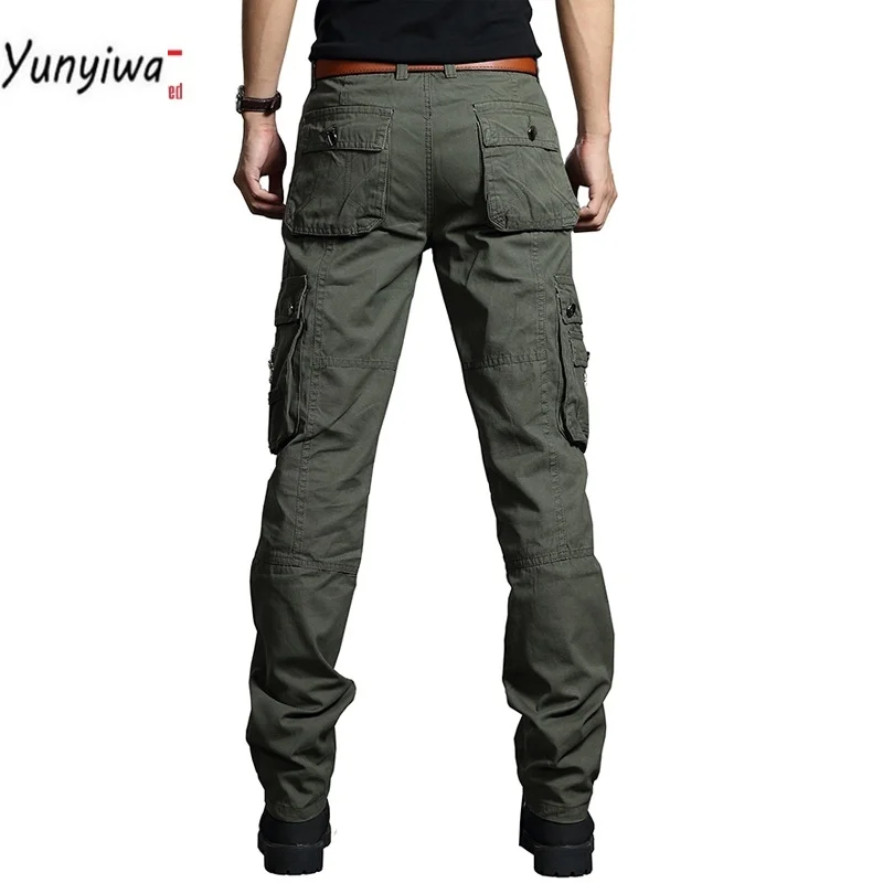 Summer Cargo Pants Men Military Style Straight Fit Baggy Cargo Long Trousers Male Side Many Pocket Jogger Black Army Green Khaki