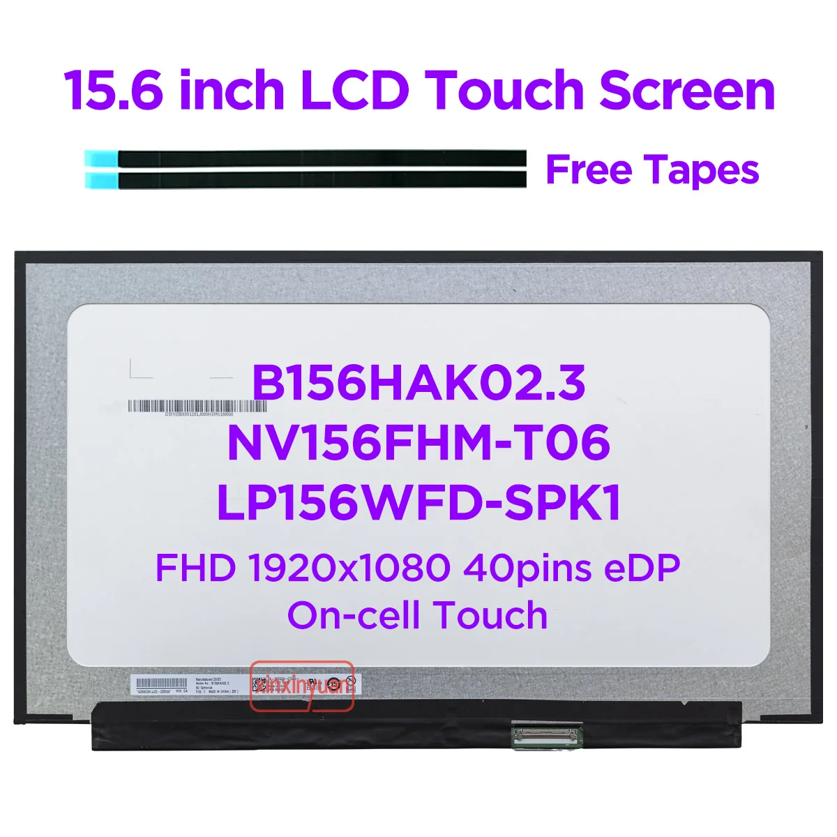 15.6 Inch Laptop LCD Touch Screen B156HAK02.3 fit NV156FHM-T06 LP156WFD-SPK1 IPS Display Panel Replacement 1920x1080 40pins eDP