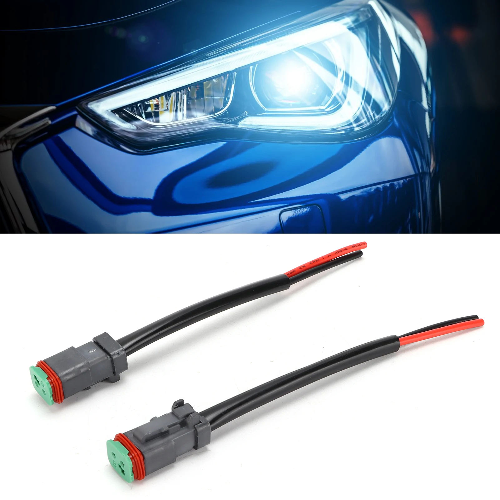 

2 шт. DT 2-контактный разъем жгута проводов «папа-мама» IP68 водонепроницаемый для светодиодной рабочей лампы