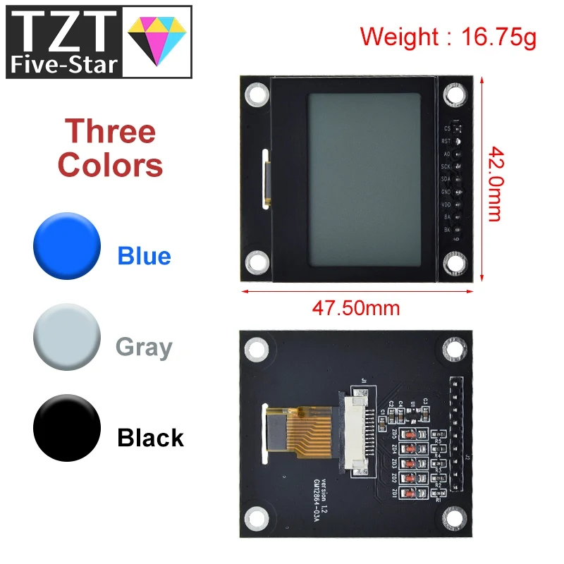 Imagem -02 - Tela Lcd Lcd1286403a Módulo Serial Port 12864 Dot Matrix Spi com Quadro de Ferro 12864 Mmodule para Arduino 12864