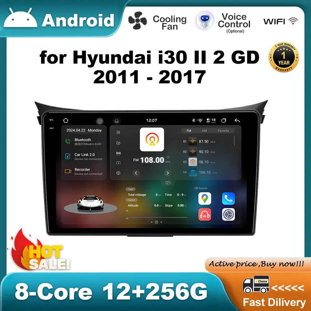 

for Hyundai i30 II 2 GD 2011 - 2017 GPS Navigation Android System Car Video Radio Multimedia Player Bluetooth 4G HD Touch Screen