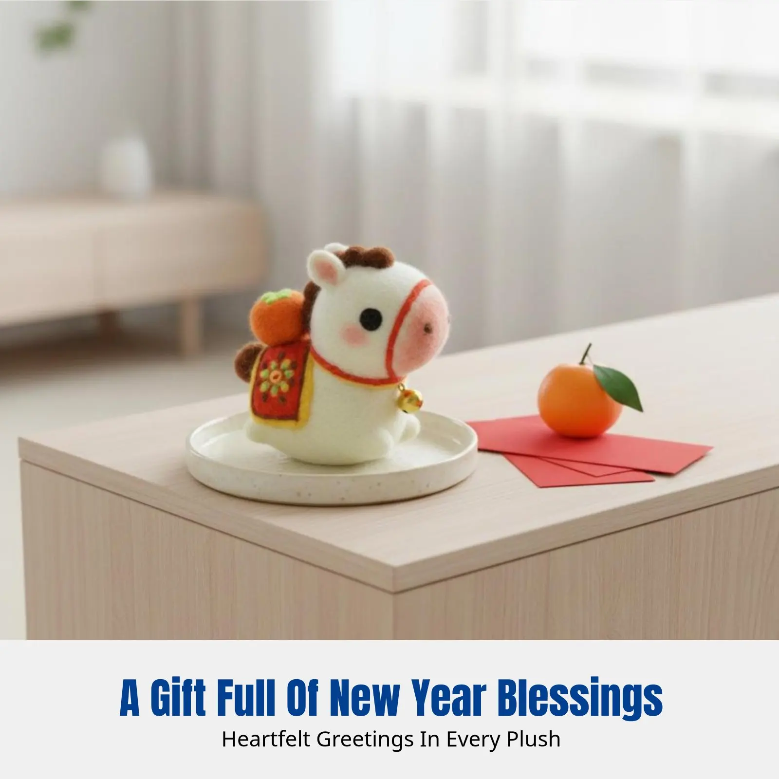 

Wool Felt DIY Kit, Zodiac Horse Plush Decoration, Handmade Keychain, Lucky New Year Gift