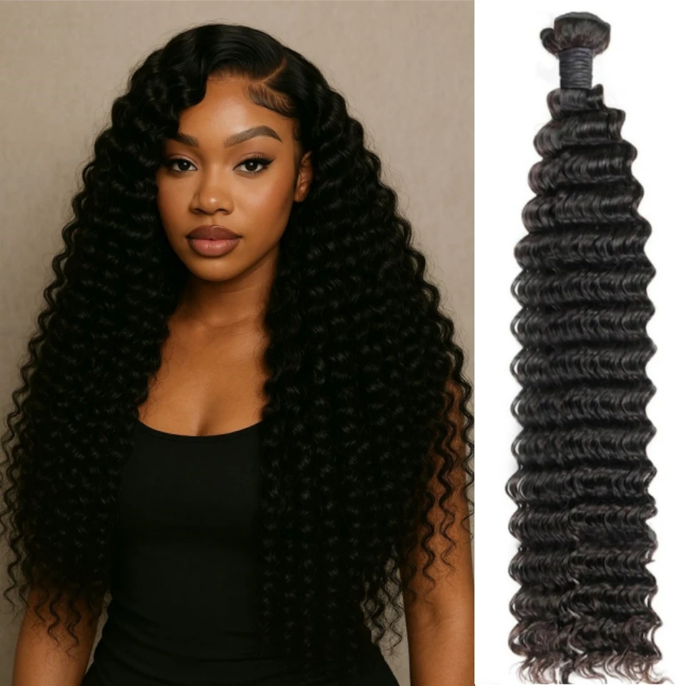 

Пучки глубоких волн, 3 шт., натуральный цвет, 100% пучки человеческих волос Remy, 10–30 дюймов, 100 грамм на пучок, пришивные пучки быстрого плетения