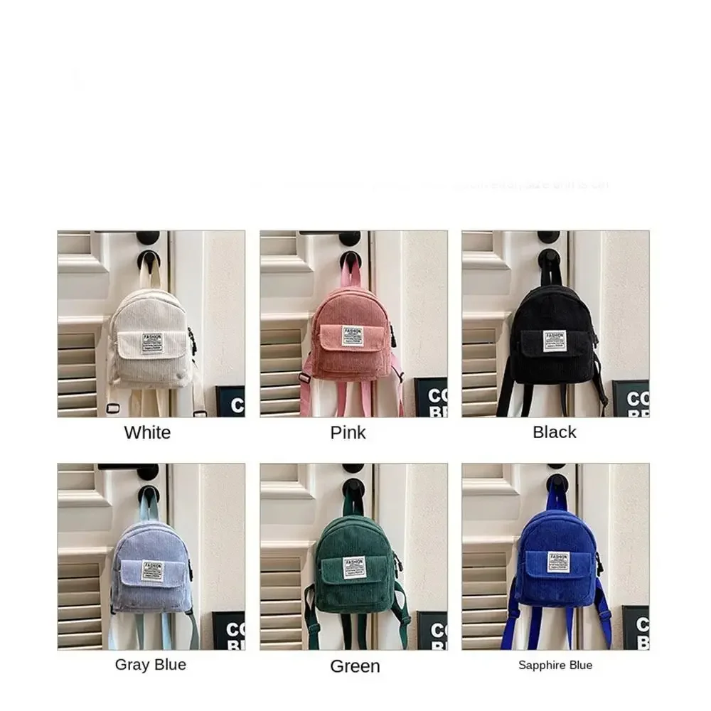 Bolsos para teléfono a la moda, mochila de pana, bolso de estilo coreano, Mini bolsos de hombro, mochila de Color sólido, mochilas escolares para mujer, estudiante