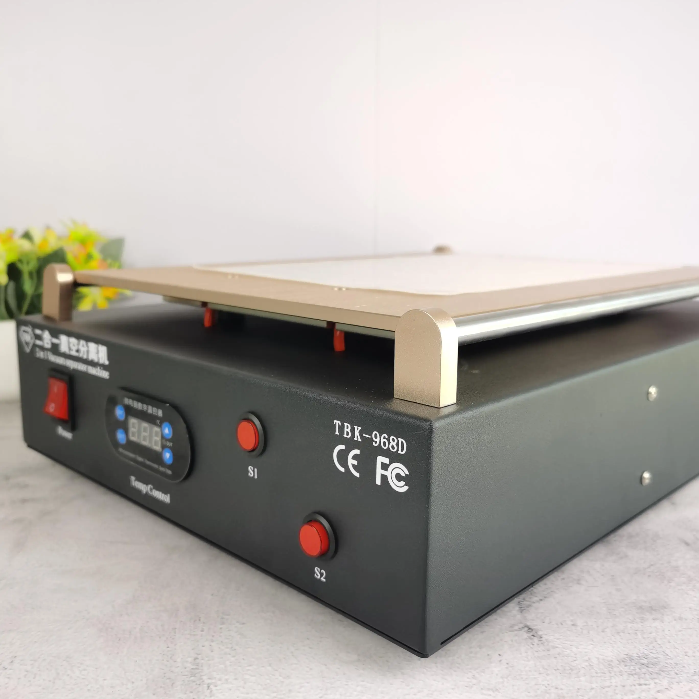 TBK 968D-Mathiateur d'Écran LCD de 19 Pouces Sous Vide Intégré, Machine de Réparation pour iPad, iPhone et PC