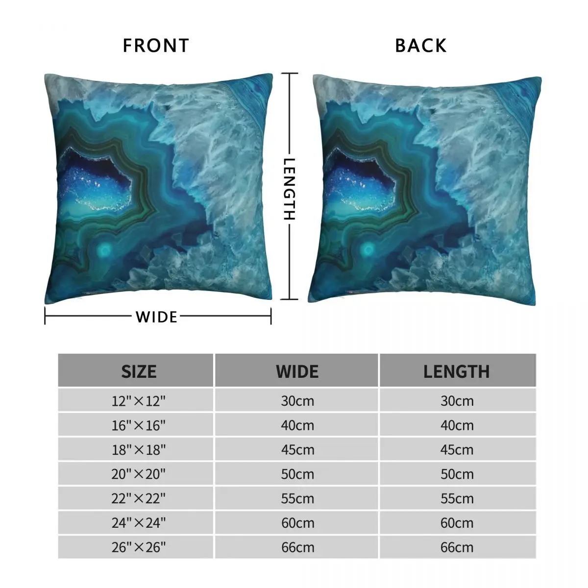 Teal Druzy Agate Quartz Square Pillowcase Polyester Linen Velvet Creative Zip Decor Throw Pillow Case Bed Cushion Cover