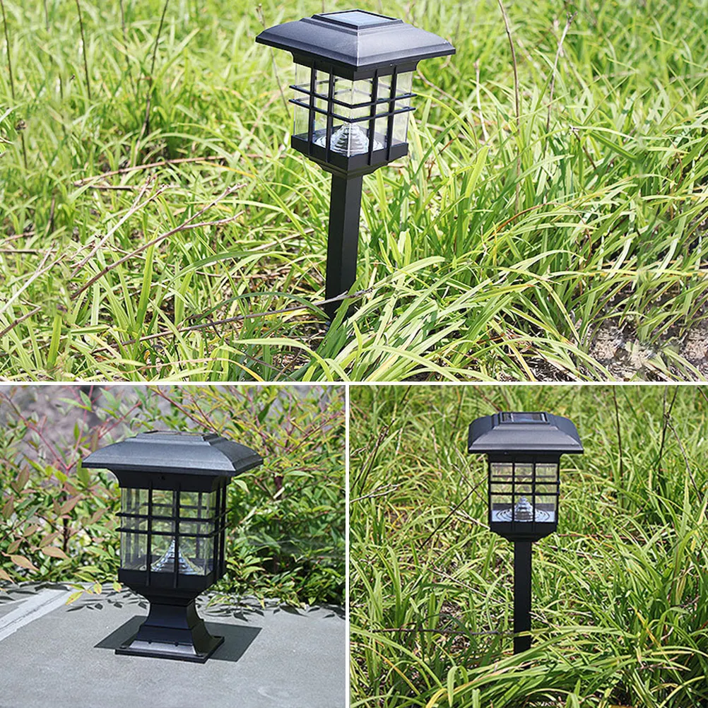 Solar Garden Light Black ABS Solar L scape Lighting Security Yard LED Outdoor Waterproof Easy Install High Conversion Panel