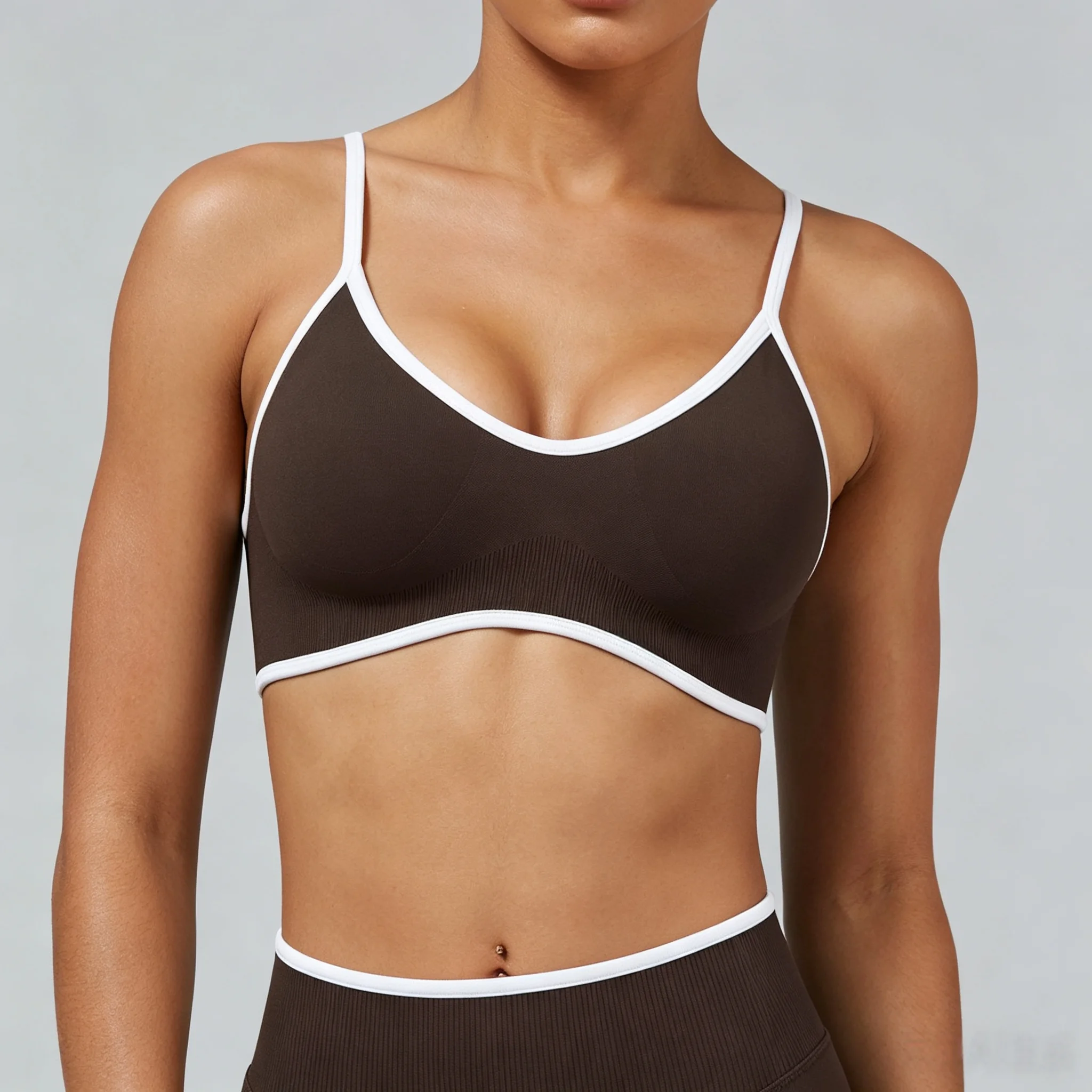 Color Blocking Sports Bra Women Fitness Bra Tights Yoga Vest High Strength Shockproof Gym Sports Top Push Up With Chest Pad