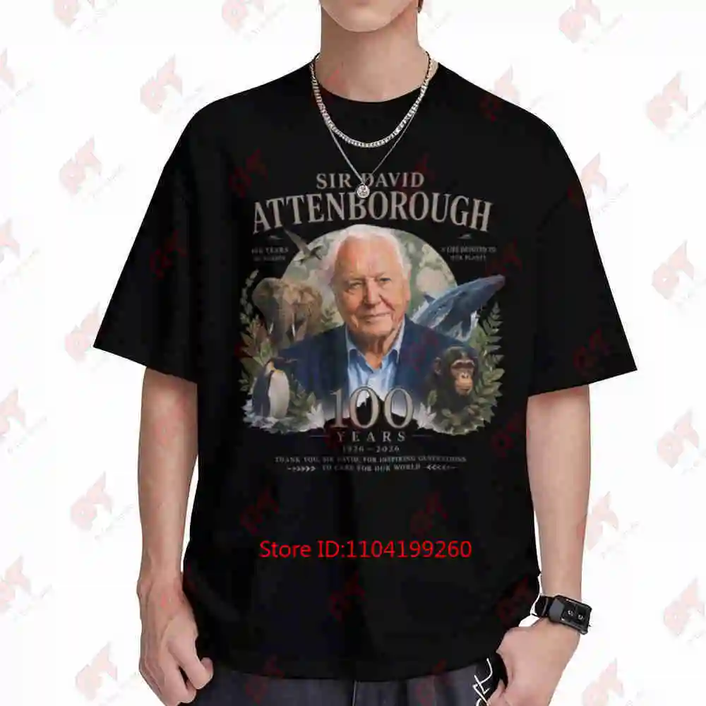 David Attenborough 100th Anniversary Short Sleeve Tee 100% Cotton T-Shirt