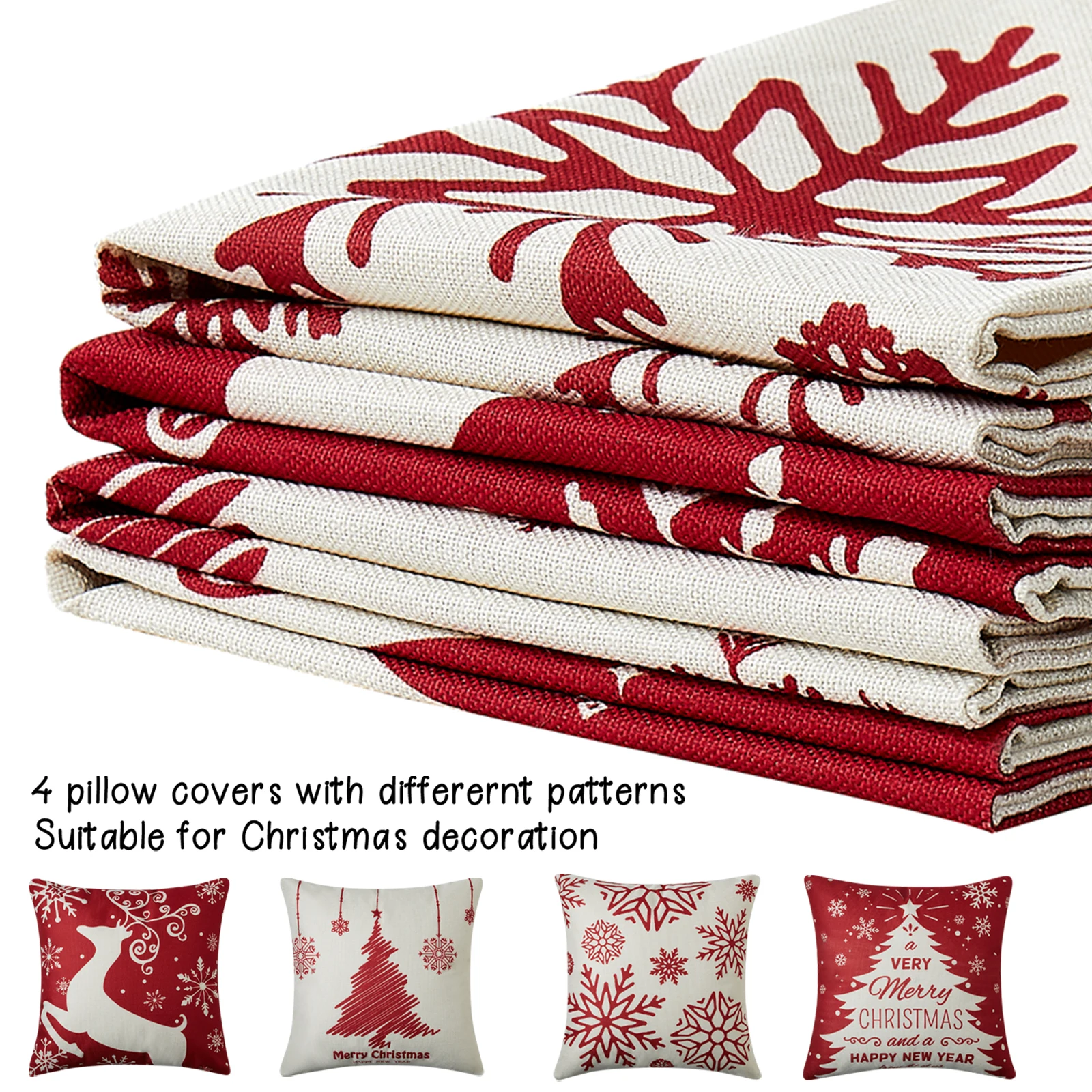 Set of 4 Blue Christmas Pillow - Pillow Insert 18X18 评论和价格